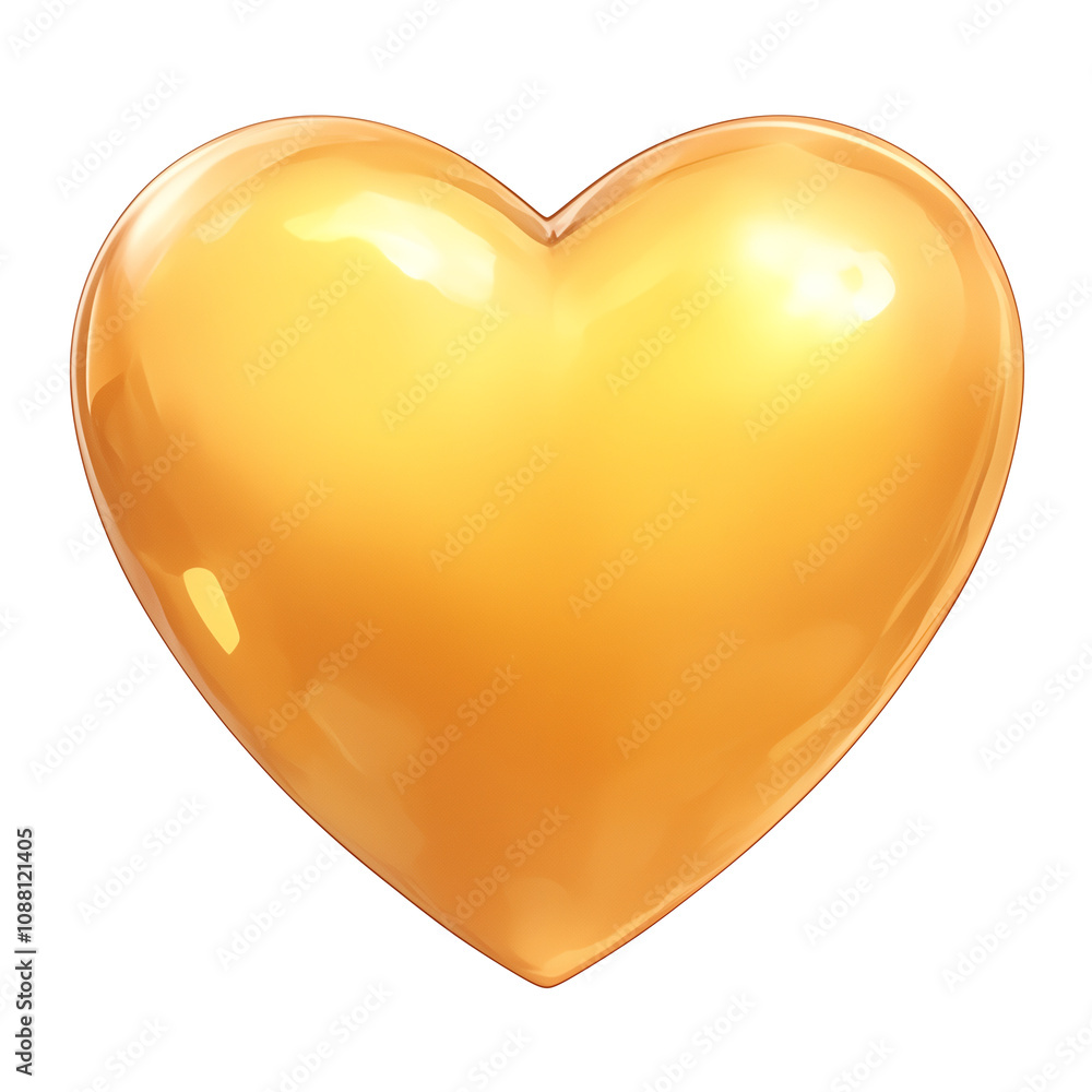 Poster shiny golden heart isolated on white background, symbolizing love and affection. heart smooth and re