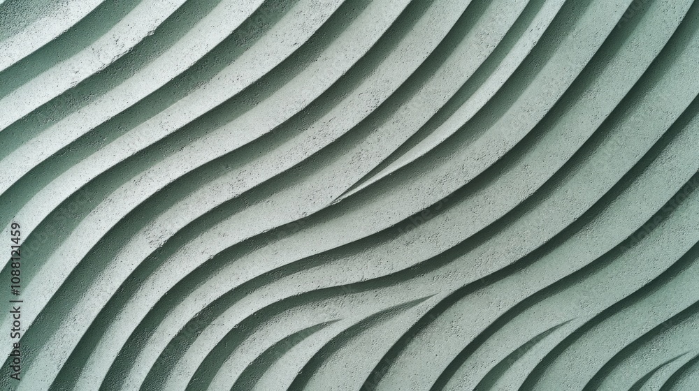 Poster abstract wall design with curved lines and textured patterns in serene mint green color creating a m