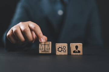 AI ethics business or AI Law concept. Business policy target in digital transformation and responsibility for guarding against unintended bias. Artificial intelligence developing codes. Compliance.