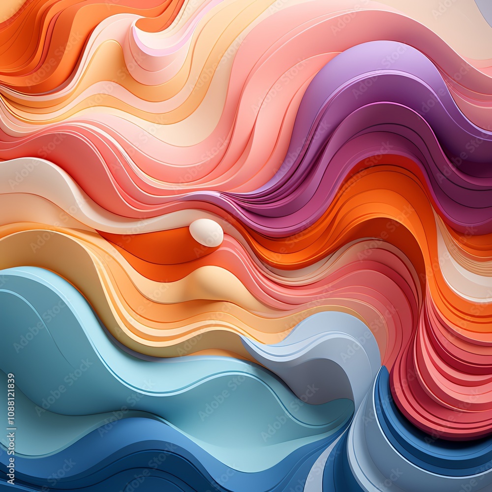 Poster abstract colorful wave pattern with 3d flowing design.
