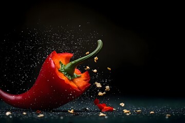 Vibrant Red Chili Pepper Macroshot Revealing Pungent Interior Brimming with Natural Oils