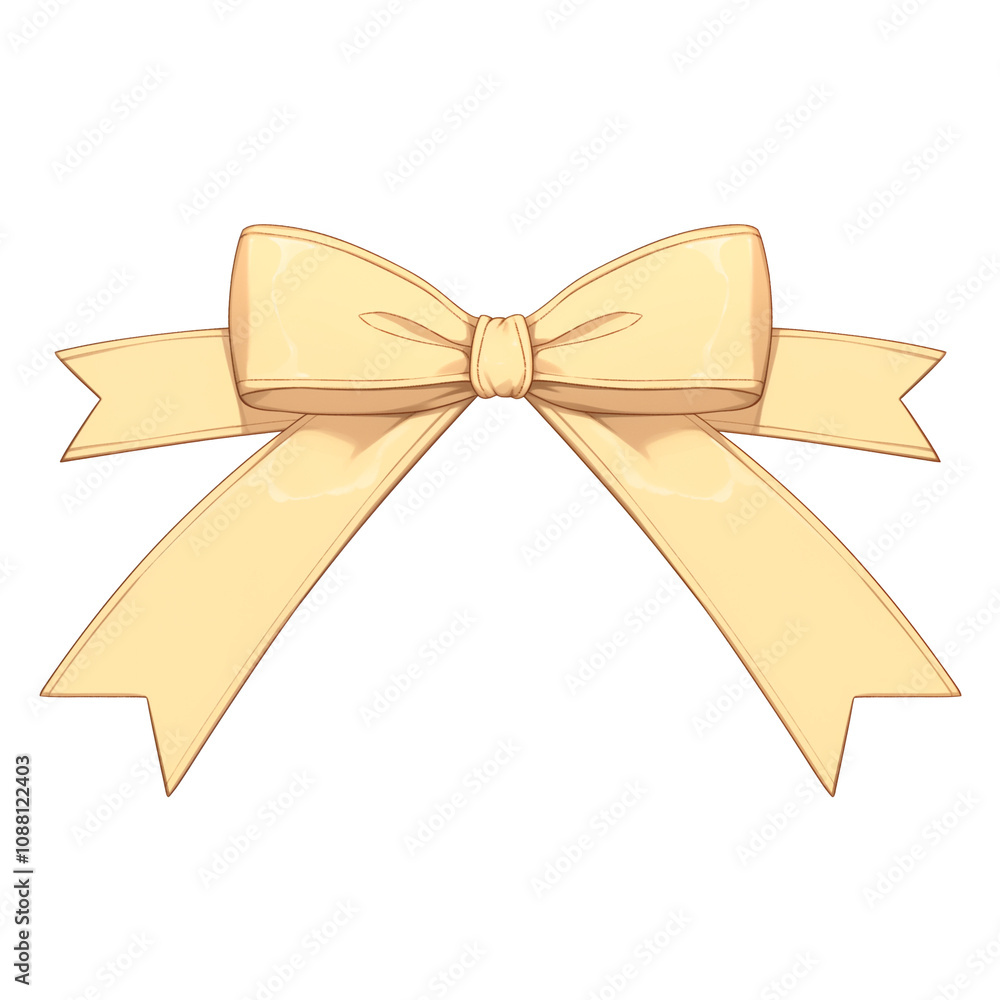 Poster ivory ribbon bow with elegant loops and tails isolated on white background