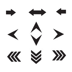 Set of black arrow icons. Vector Illustration. Eps 10.