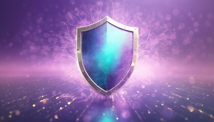 A vibrant shield icon emits a mystical glow, surrounded by shimmering particles, symbolizing protection and security.