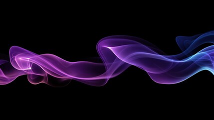 Fototapeta premium Abstract smoke patterns, black background, glowing neon purple and blue 