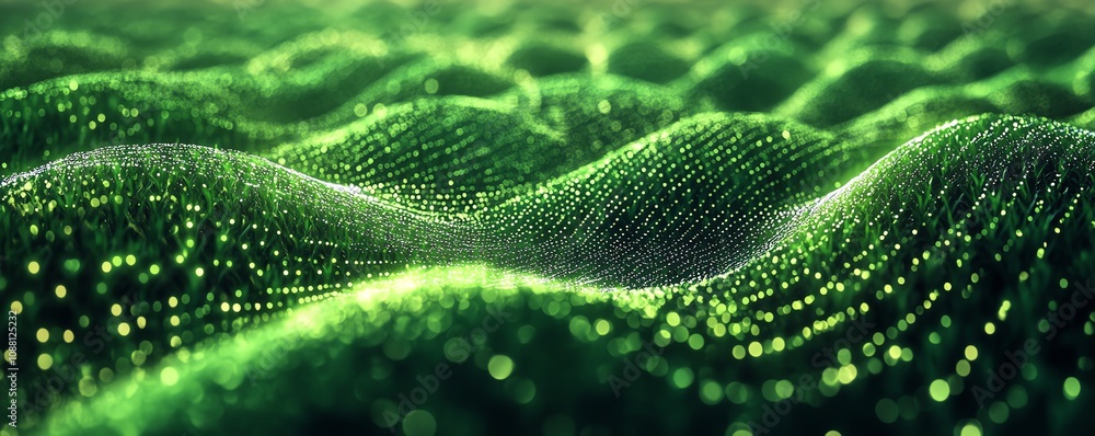 Poster digital ai data lines flowing through a field of green plants