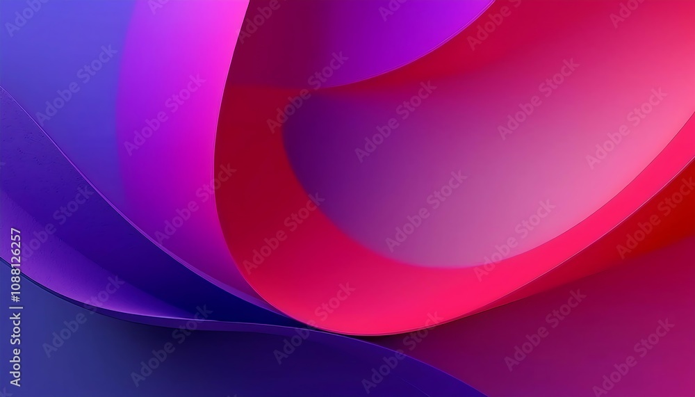 Poster a vibrant abstract design featuring flowing curves in shades of purple and pink, creating a dynamic 