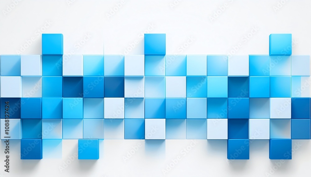 Aufkleber a vibrant arrangement of blue and white cubes, creating a visually engaging pattern with varying sha