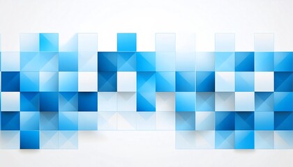 A modern abstract background featuring overlapping blue squares and rectangles in various shades, creating a dynamic and visually appealing design.