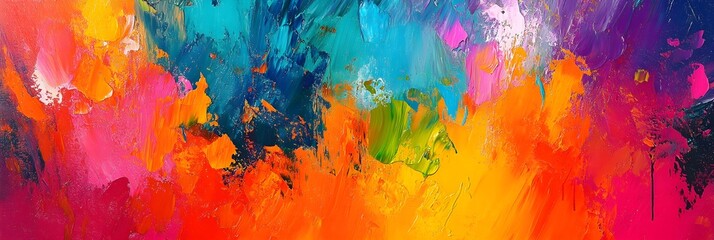 Obraz premium Bright colorful artistic splashes in abstract painting style with vibrant colors
