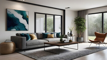 Fototapeta premium Elegant Living Room with Neutral Tones