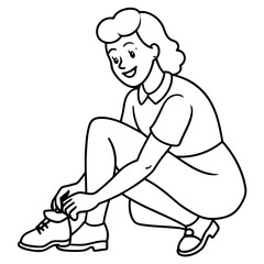 smiling woman polish shoes with brush