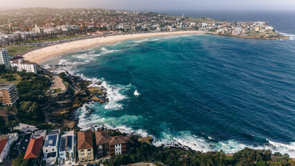 Looking north above Bondi beach and coastal area. © gshakwon