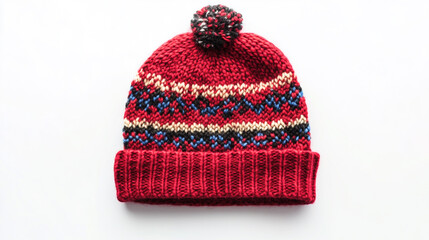 Cozy red knitted beanie displayed on a white background for winter fashion inspiration