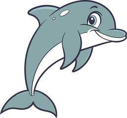 Beautiful cartoon dolphin Icon on white background