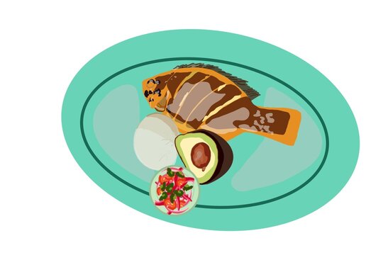 illustration of an fried fish plate
