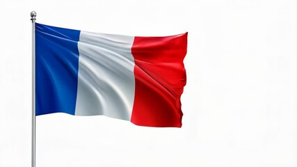 French flag waving over white background