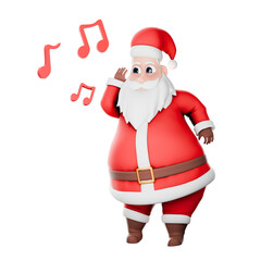 Holiday Festive Santa Cartoon. A Santa Claus man standing with one hand next to his ear and surrounded by tone. Christmas 3D Character