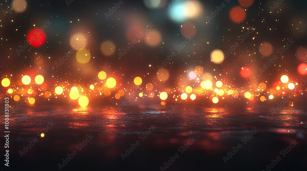 Poster abstract background with colorful bokeh lights creating a soft, dreamy atmosphere, suitable for vari