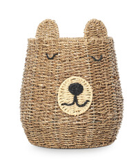 One wicker laundry basket isolated on white