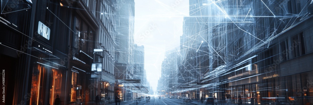 Leinwandbilder modern architecture creates a vibrant smart city where buildings are interlinked by an advanced ai n