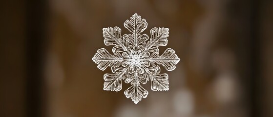 Naklejka premium A close-up of a delicate snowflake showcasing intricate patterns and structures, capturing the beauty of winter and the uniqueness of nature's creations.