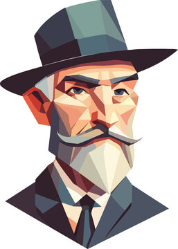 man portrait wearing hat, geometric style clip art preview