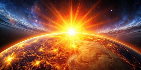 Obraz premium A stunning image of a solar flare illuminating the sun's surface , solar flare, brilliance, sun, astronomy, space, cosmic