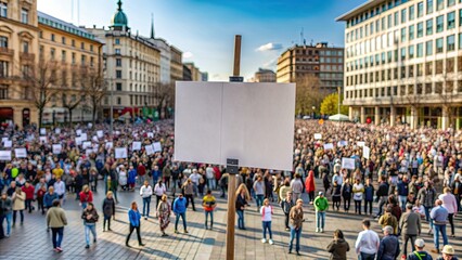 Obraz premium A demonstration or protest strike in a city square , protest, rally, activism, picketing, social justice, demonstration