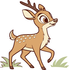 Beautiful cartoon Cute Deer Icon on white background, Cute Deer Icon