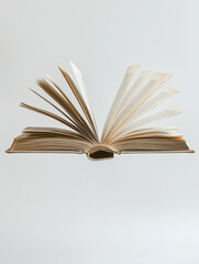 Open Book with Pages Turning on a White Background