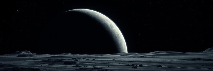 A breathtaking view of planet Earth from the barren surface of the moon, breathtaking, Earth