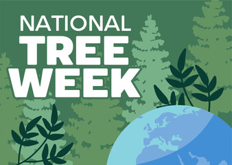 National tree week with silhouettes of several trees