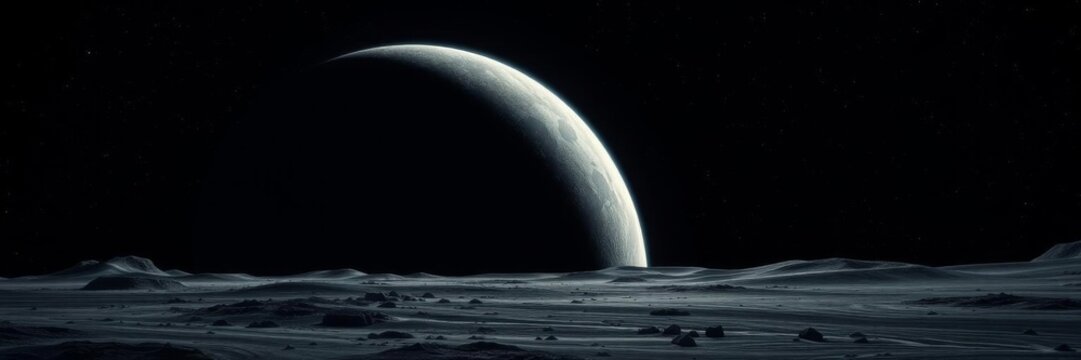 A breathtaking view of planet Earth from the barren surface of the moon, breathtaking, Earth