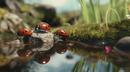 Ladybugs by the Pond