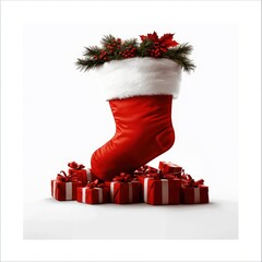 Santa's Boot Crushes Christmas Presents - Festive Holiday Image