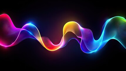 Vibrant Waves of Colorful Light Flowing in an Abstract Motion Creating a Stunning Visual Effect on a Dark Background for Creative Designs