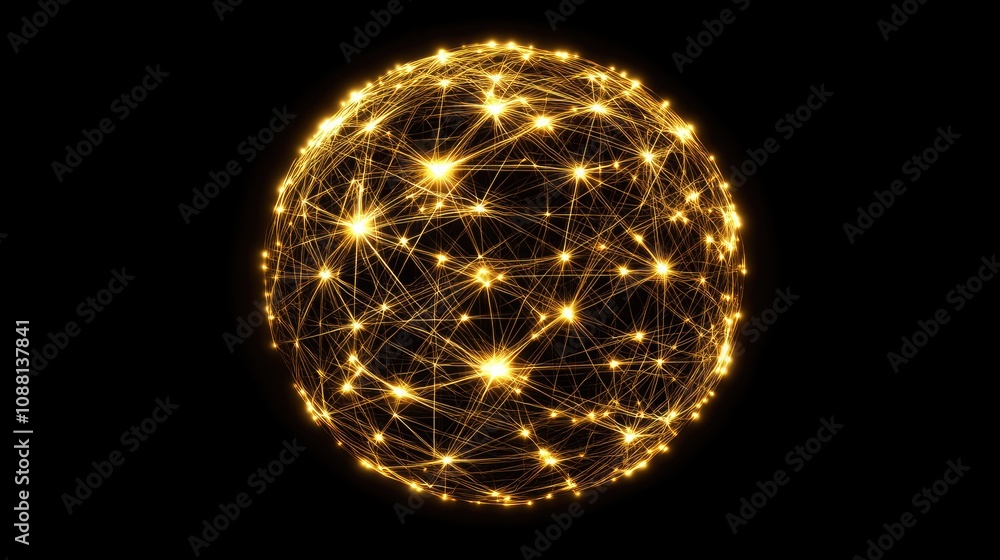 Aufkleber abstract digital sphere with bright golden connections representing global network, data flow, and i