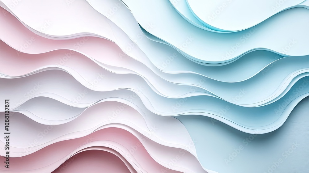 Poster soft flowing layers of paper in gentle pastel colors creating a serene abstract background for art a