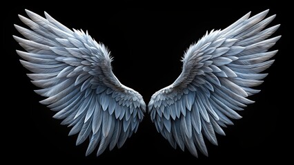Moody angel wings isolated on black background , mysterious, celestial, dark, ethereal, wings, spiritual, gothic