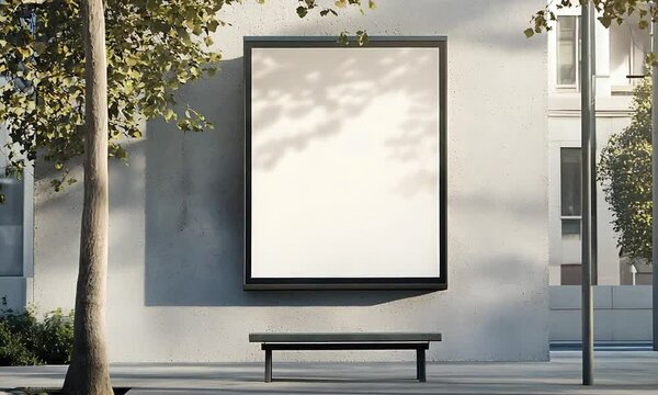 Empty Blank Billboard on City Streetside Awaiting Creative Advertising Display : Generative AI
