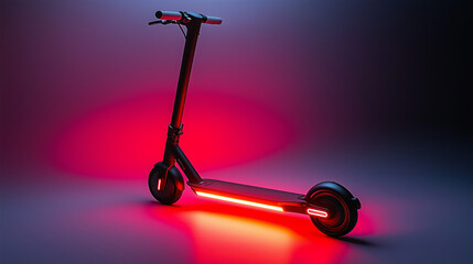 Electric Scooter with Red LED Lights and Futuristic Design