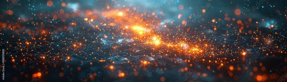 Poster visualizing human network flow in urban aerial views connecting communities through technology