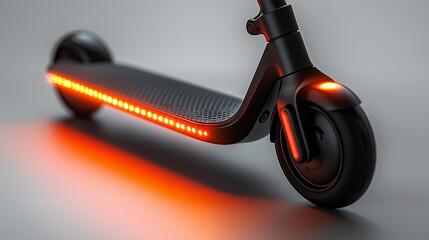 Modern Electric Scooter with LED Lights on Clean Surface