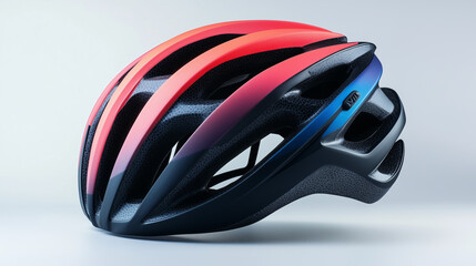 High-Tech Cycling Helmet with Red and Blue Gradient Design