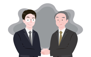 悪徳業者・悪徳商法の悪人ビジネスマンが握手をするイメージイラスト_ブラック企業・悪い組織イメージ