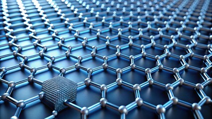 Naklejka premium Hexagon layers of graphene stacked in a rendering , graphene, layering, stacking, nanomaterials, supermaterials