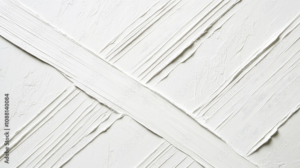 Poster white textured wall with diagonal brush strokes creating an abstract background for art, design, and