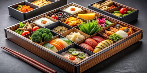 Luxurious bento box with a variety of elegantly crafted components for special occasions, luxury
