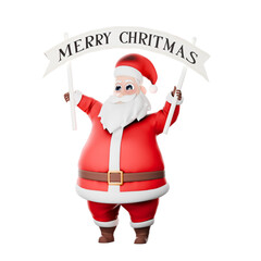 Fat Santa Claus Festive Design. A Santa Claus man stands holding a 